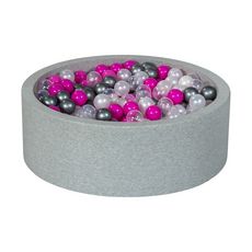  Piscine à balles Aire de jeu + 450 balles perle, transparent, rose, argent