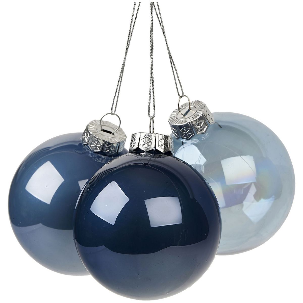 Lot de 8 Boules de Noël en Verre, Boule de Noël Bleue et Violette