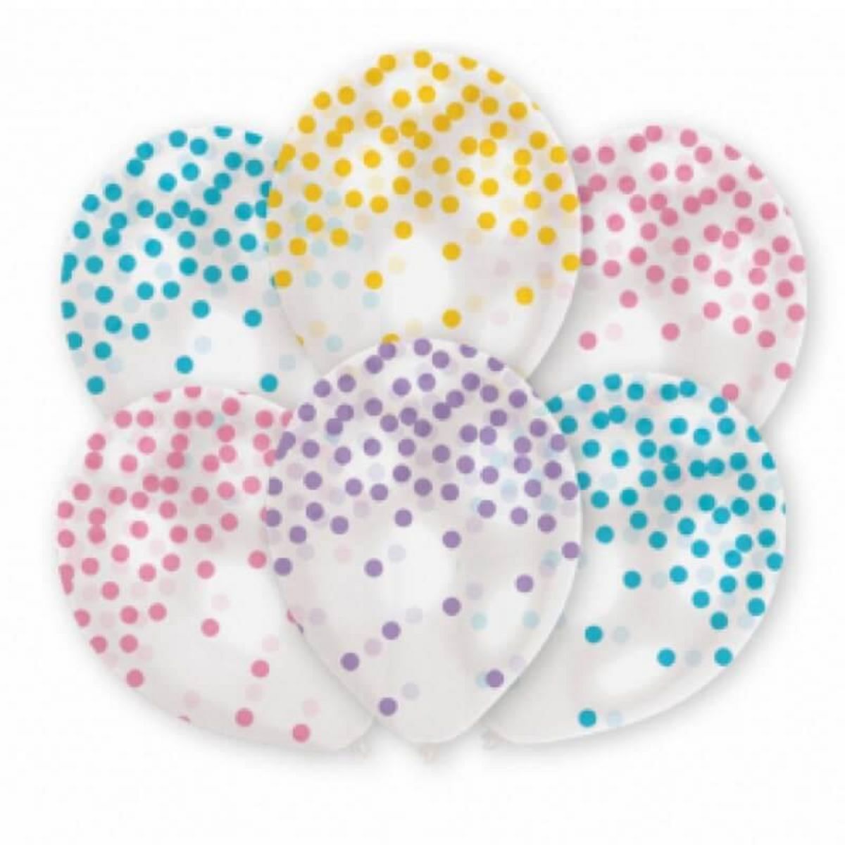  Ballons en latex x6 - Confettis Pastel