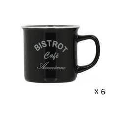 Lot de 6 mugs 33 cl en grès BISTROT Noir (Noir)