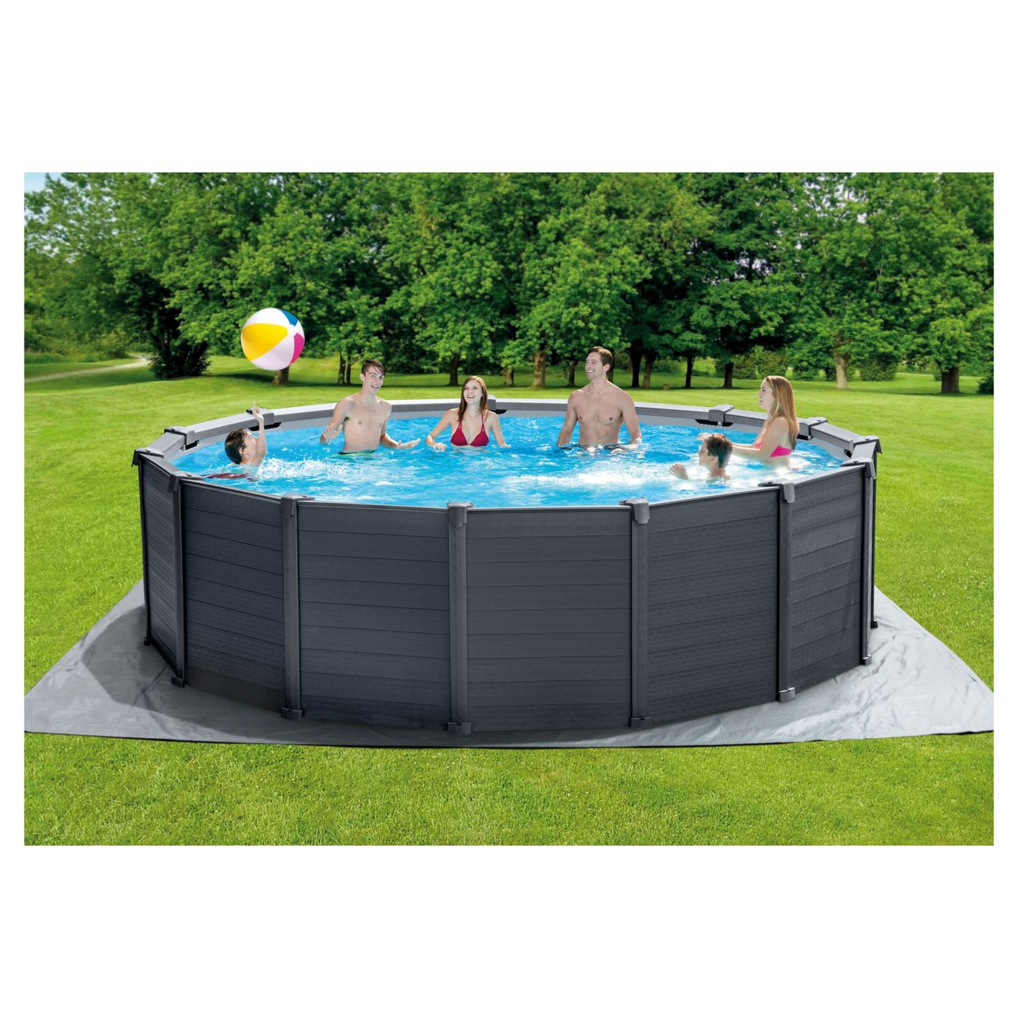 Piscine tubulaire Graphite rectangulaire 4,00 x 3,00 x 1,24 m - Intex