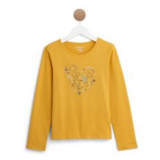 IN EXTENSO T-shirt manches longues coeur fille (Jaune)