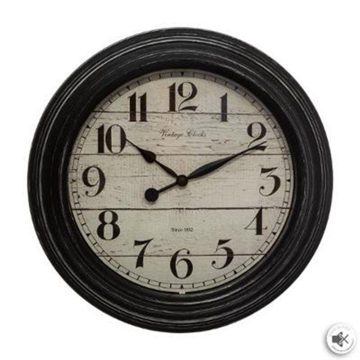  Horloge Murale Déco en Verre  Moulure  29cm Noir