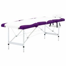 Table de massage pliable 4 zones Aluminium Blanc et violet