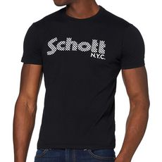 T-shirt Noir/Blanc Homme Schott Logo (Noir)