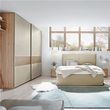 NOUVOMEUBLE Chambre à coucher taupe et couleur bois miel ADRIANO lit 180 cm