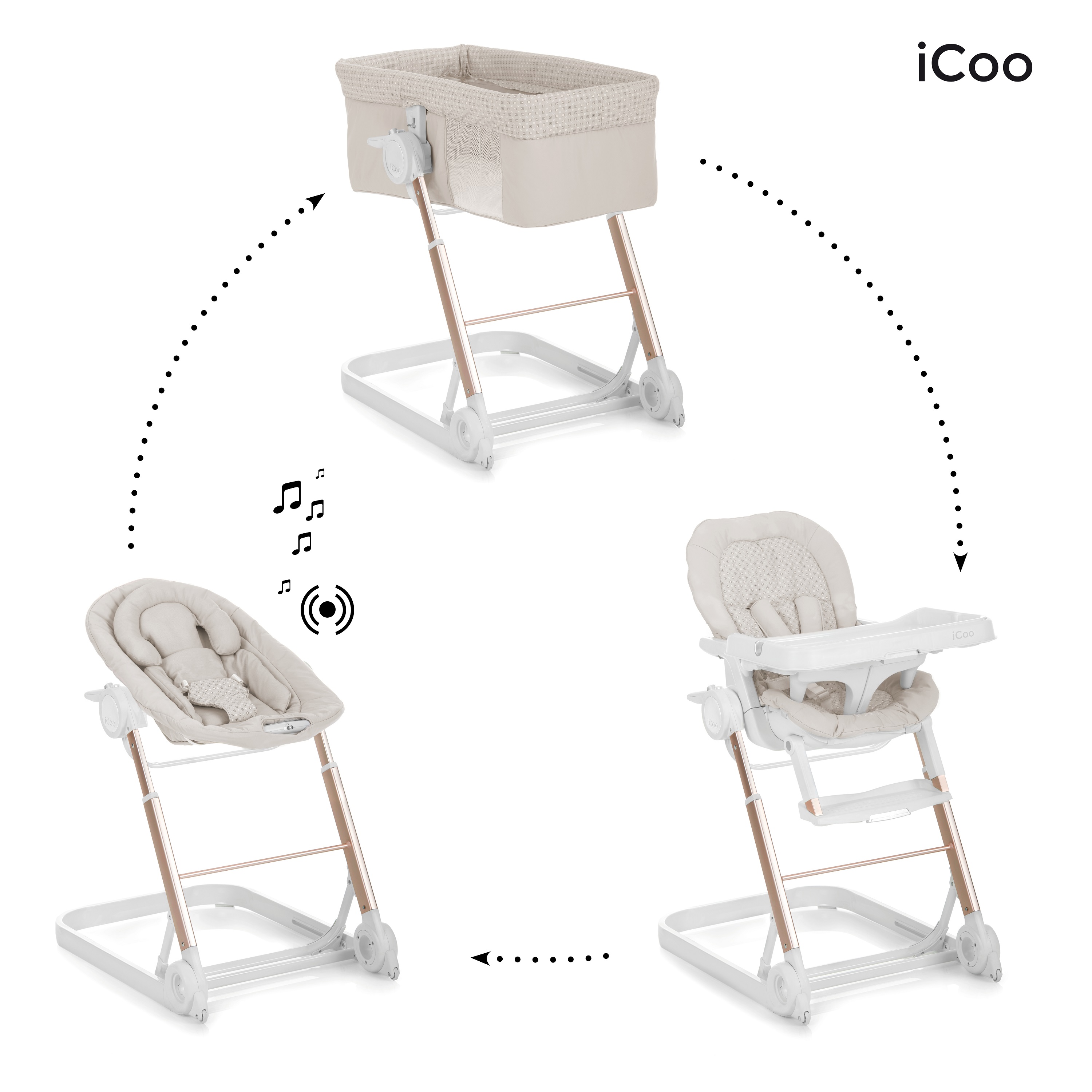 Колыбель-стульчик ICOO grow with me 123 Diamond Beige