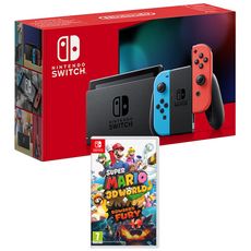 Console Nintendo Switch Joy-Con Bleu et Rouge + Super Mario 3D World + Bowser's Fury 