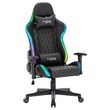 Chaise de bureau gaming LEGEND avec éclairage LED fauteuil gamer ergonomique pivotant, siège à roulettes revêtement synthétique noir