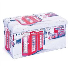 Boîte de Rangement Pliable  London  76cm Blanc & Rouge