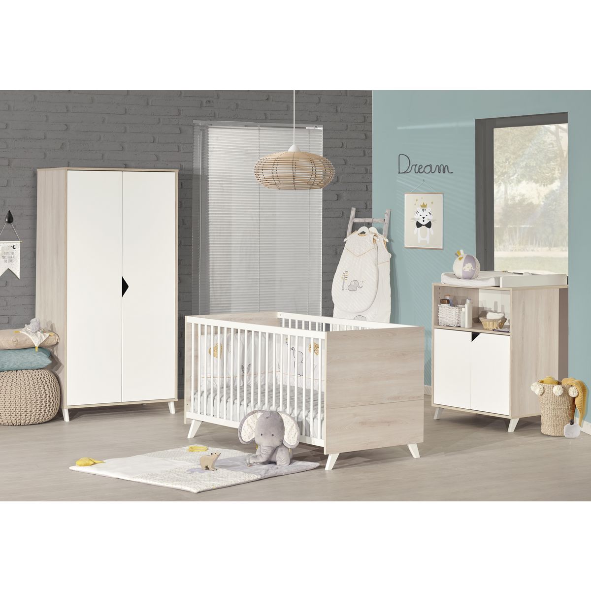 Chambre Bebe Complete Evolutive Scandi Coloris Naturel Pas Cher A Prix Auchan