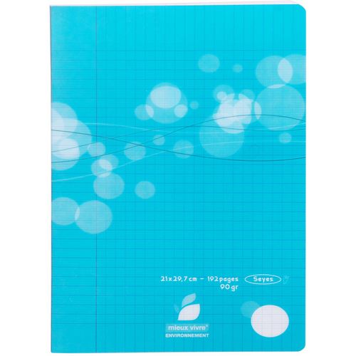 Cahier piqué polypro 21x29,7cm 192 pages grands carreaux Seyes bleu motif ronds