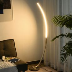 HOMCOM Lampadaire design LED argent dim. 50L x 23l x H149 cm