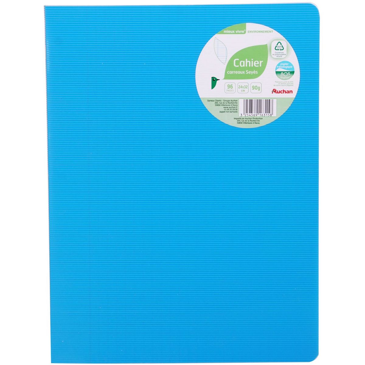 Cahier Bleu - 24x32cm - Grands Carreaux - 96 pages