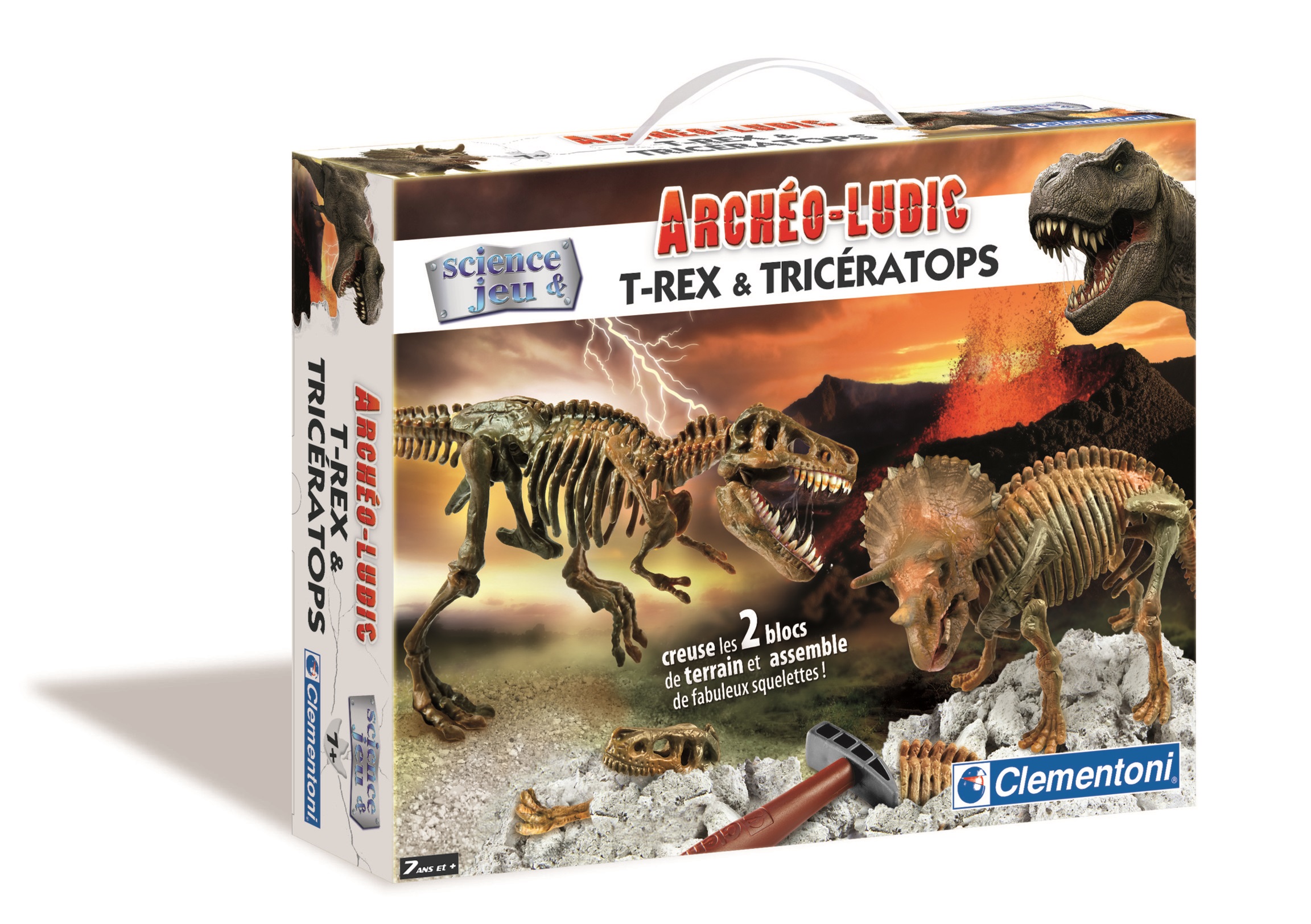 Archéo-ludic T-Rex et Tricératops