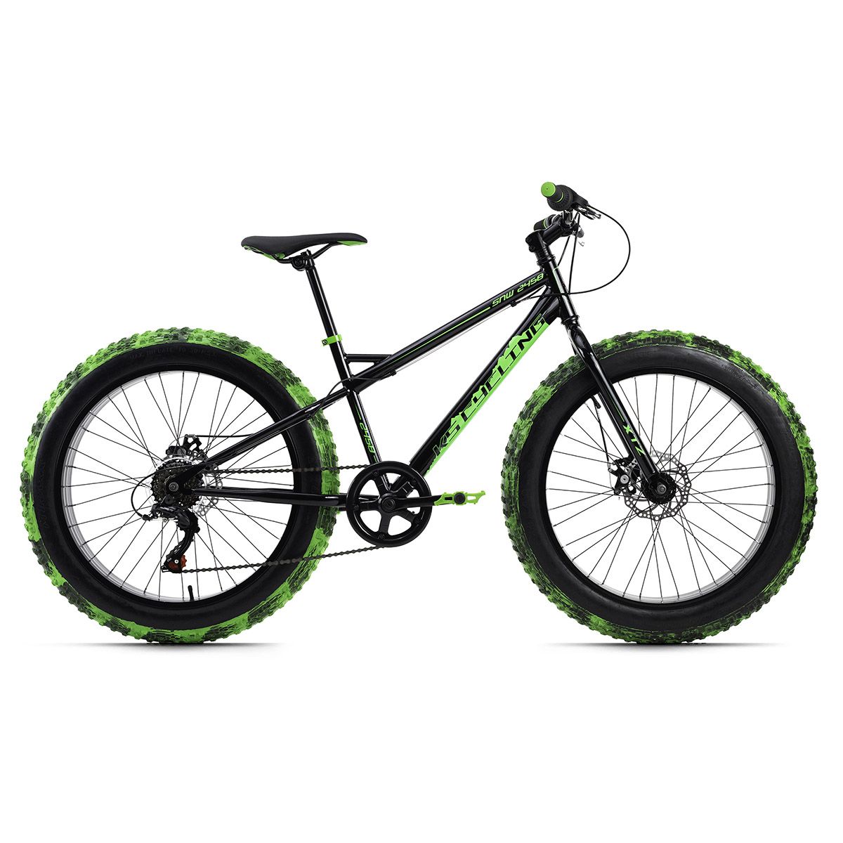 VTT Fatbike 24 SNW2458 noir vert TC 38 cm pas cher Auchan