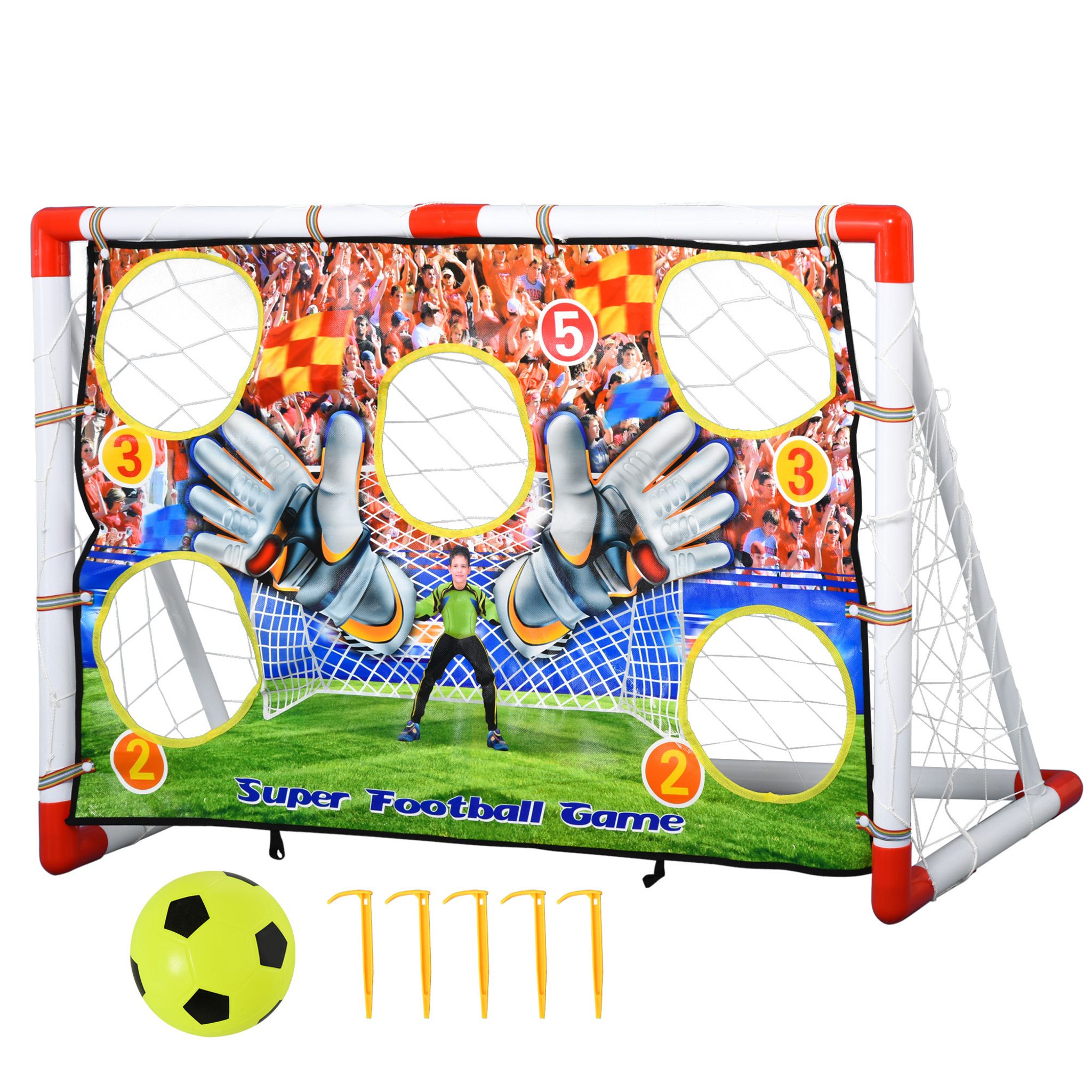 HOMCOM Cage de foot portable - but de football pliable pop up - sac  rangement, piquets inclus - dim. 247L x 203l x 201,5H cm - fibre verre  Oxford noir pas cher 