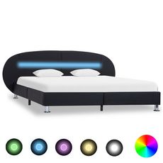 Cadre de lit avec LED Noir Similicuir 140 x 200 cm