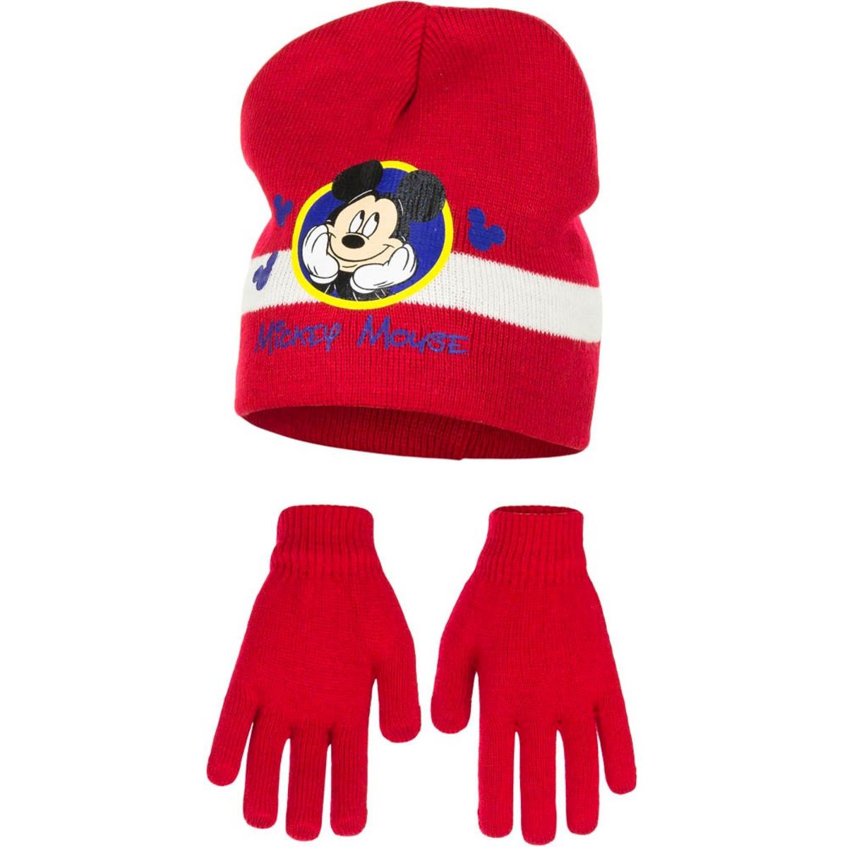  Bonnet Gants Mickey Mouse Rouge Taille 52 Disney enfant
