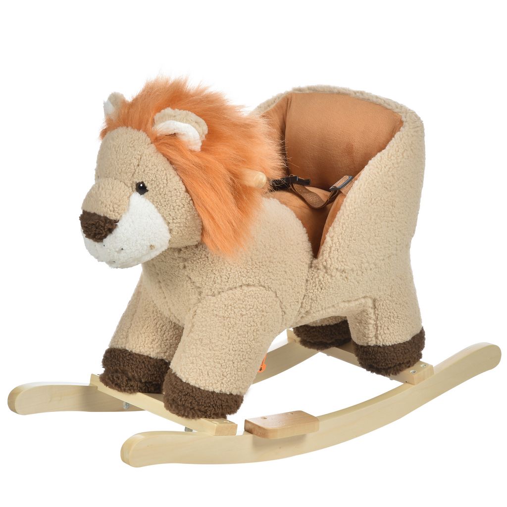 HOMCOM Cheval à Bascule bebe Jouet à Bascule Modèle Avion Fonction Musicale  Ceinture de Sécurité Revêtement Ultra Doux en Peluche Courte 