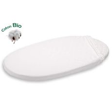 PTIT BASILE Drap housse bébé berceau couffin ovale coton Bio 40x80 cm Blanc