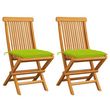 Chaises de jardin avec coussins vert vif 2 pcs Bois de teck
