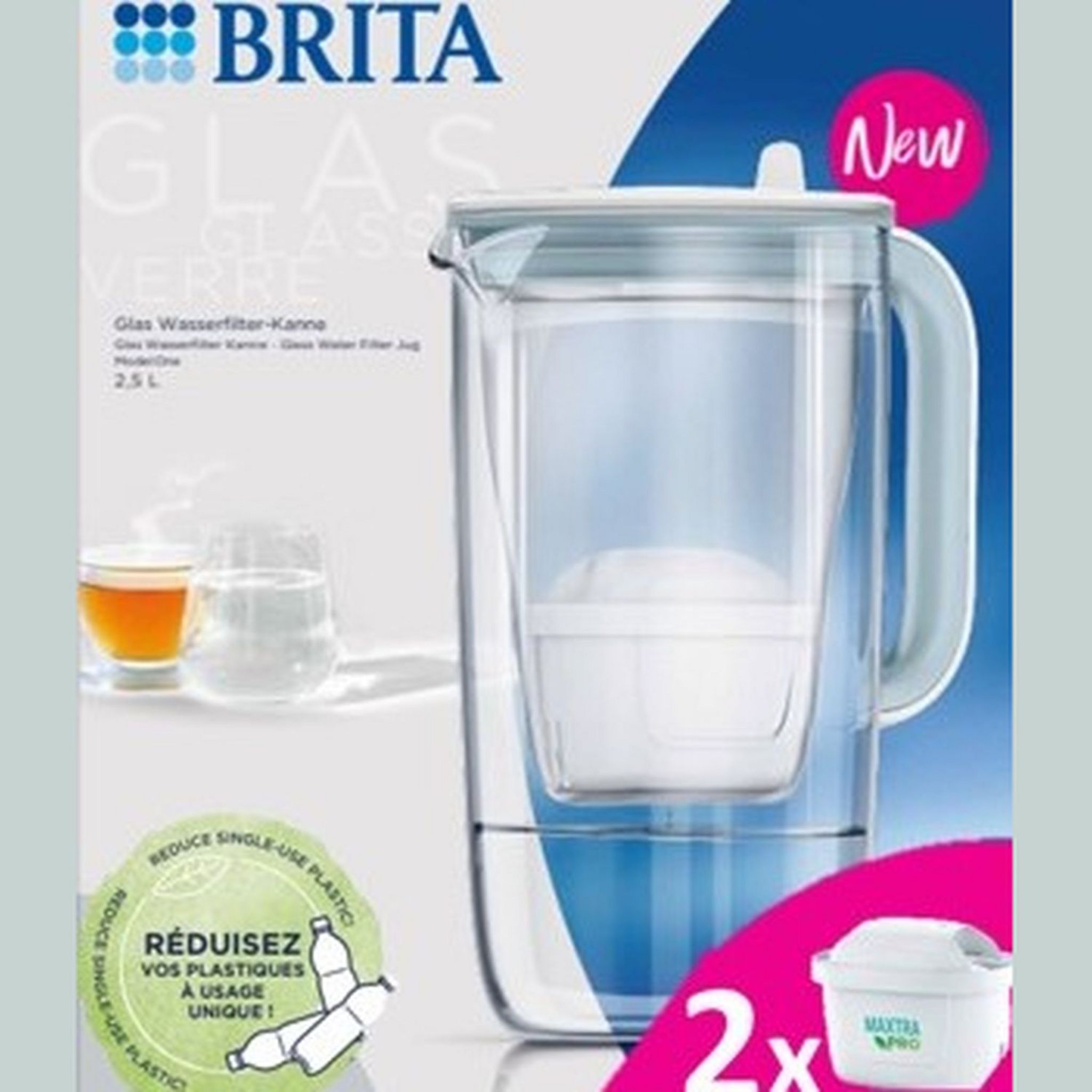 Carafe filtrante en verre BRITA Model One 2.5L + filtre à eau