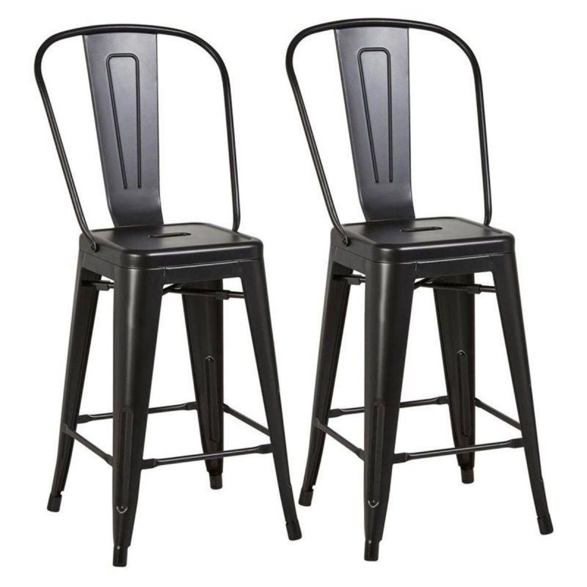 Paris Prix Lot de 2 Tabourets de Bar  Tuskegee  102cm Noir