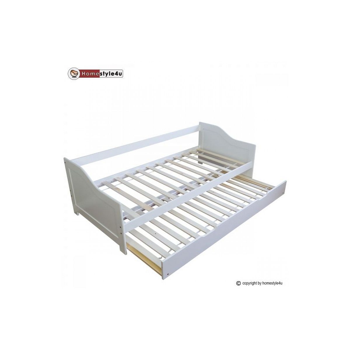 HomeStyle4U Lit Simple Blanc 90x200 avec tiroir lit