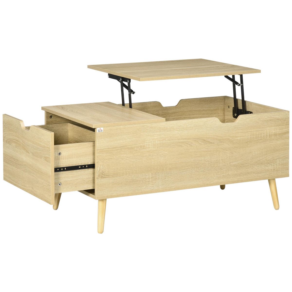 Table Basse Relevable avec 1 Compartiment Latéral Table Basse