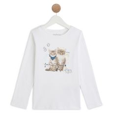 IN EXTENSO T-shirt manches longues chats fille (Blanc)