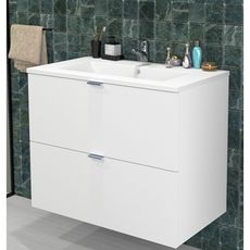 Meuble de salle de bain sous vasque 2 tiroirs + vasque L80cm FARO (blanc)