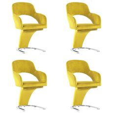 3056587 Dining Chairs 4 pcs Yellow Velvet (2x287780)