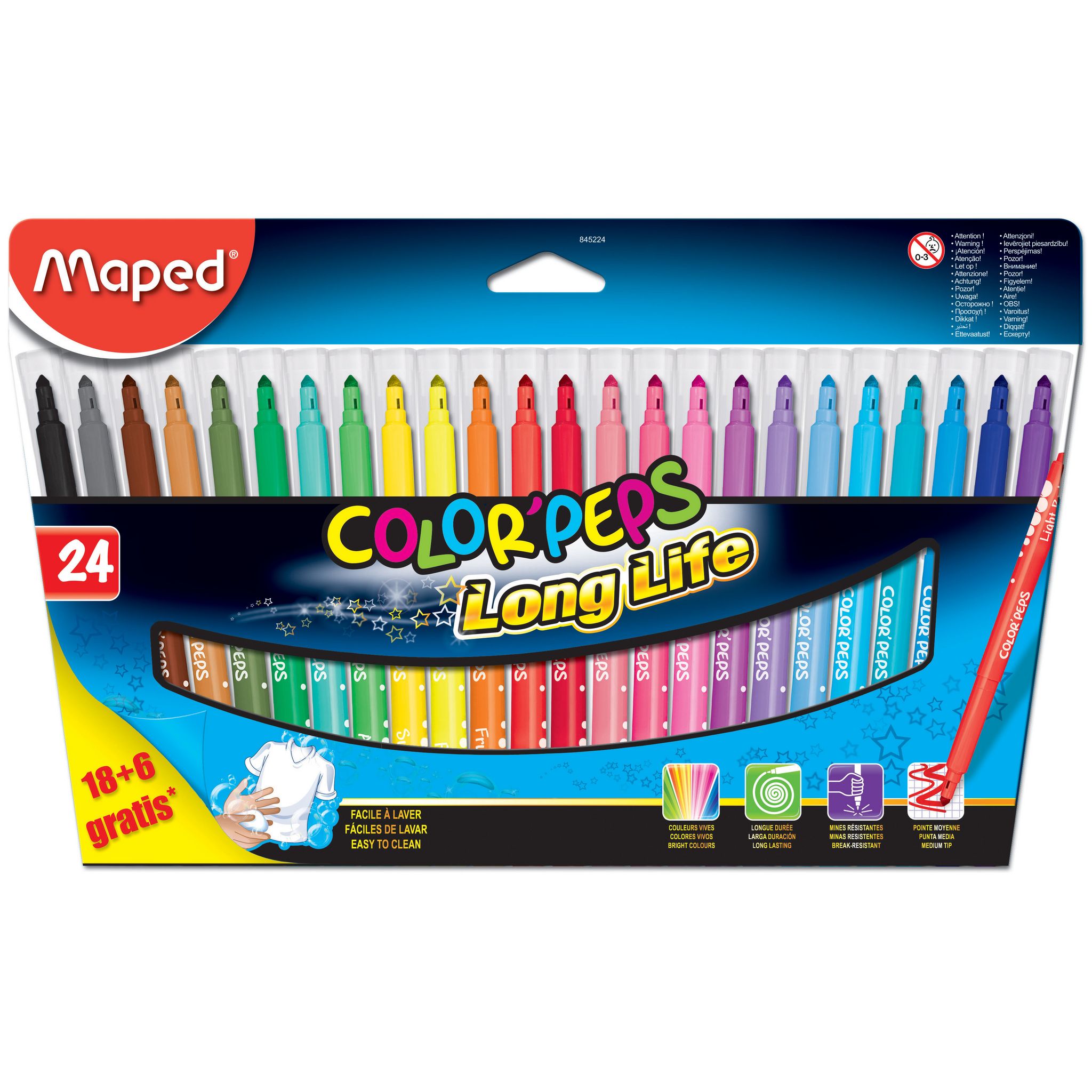 Boite de 18 feutres MAPED Color'Peps - Stylo Feutre - Ecriture et