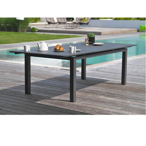Table de jardin 240/300x100cm aluminium gris MIAMI
