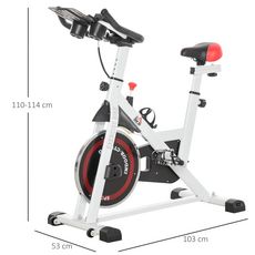 Vélo d'appartement avec écran LCD multifonction vélo biking cardio-training selle et guidon réglables volant inertie 8 Kg acier blanc