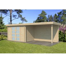 Abri jardin bois APETINA  / toit plat avec auvent / 15.44 m²