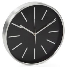 Perel Horloge murale 30 cm Noir et argente