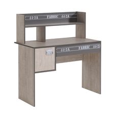 Bureau 1 porte 1 tiroir 1 étagère style industriel L108cm LOFTY (Gris loft/gris ombre)