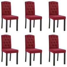 Chaises de salle a manger 6 pcs Rouge bordeaux Tissu