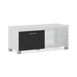 skraut home skraut home - meuble tv led, salon-sejour, blanc et noir laque, 100 x 40 x 42 cm