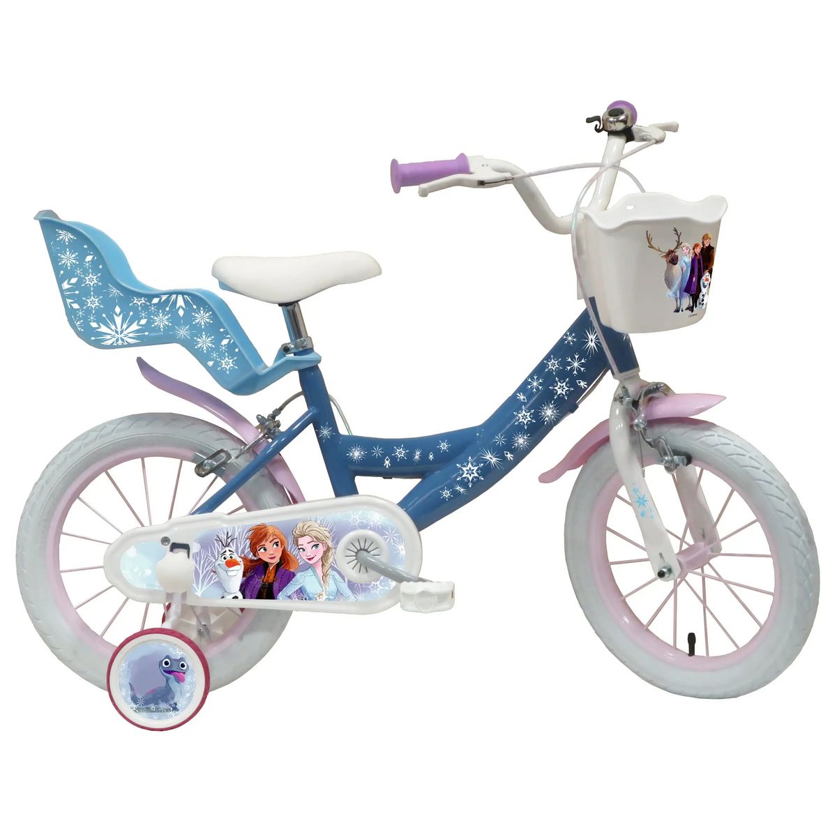 Disney La Reine des Neiges Vélo 14  Fille Licence  Reine des Neiges  pour enfant de 4 à 6 ans avec stabilisateurs à molettes - 2 freins