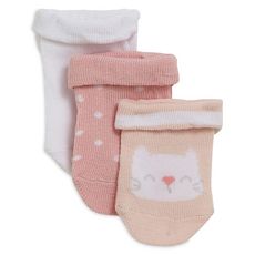 IN EXTENSO Lot de 3 paires de chaussettes de naissance bébé fille (Rose)