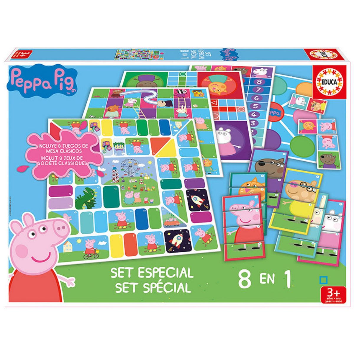 EDUCA Coffret 8 jeus en 1 Peppa Pig - Jeu éducatif pas cher 