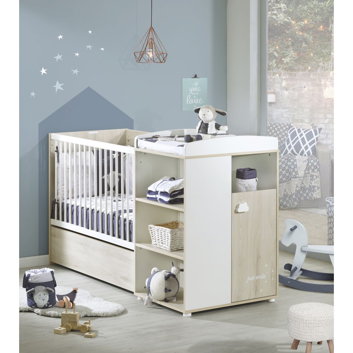 Baby Price Lit Bebe Combine 1x60 Cm Evolutif En 90x190 Cm Happy Hetre Cendre Pas Cher A Prix Auchan