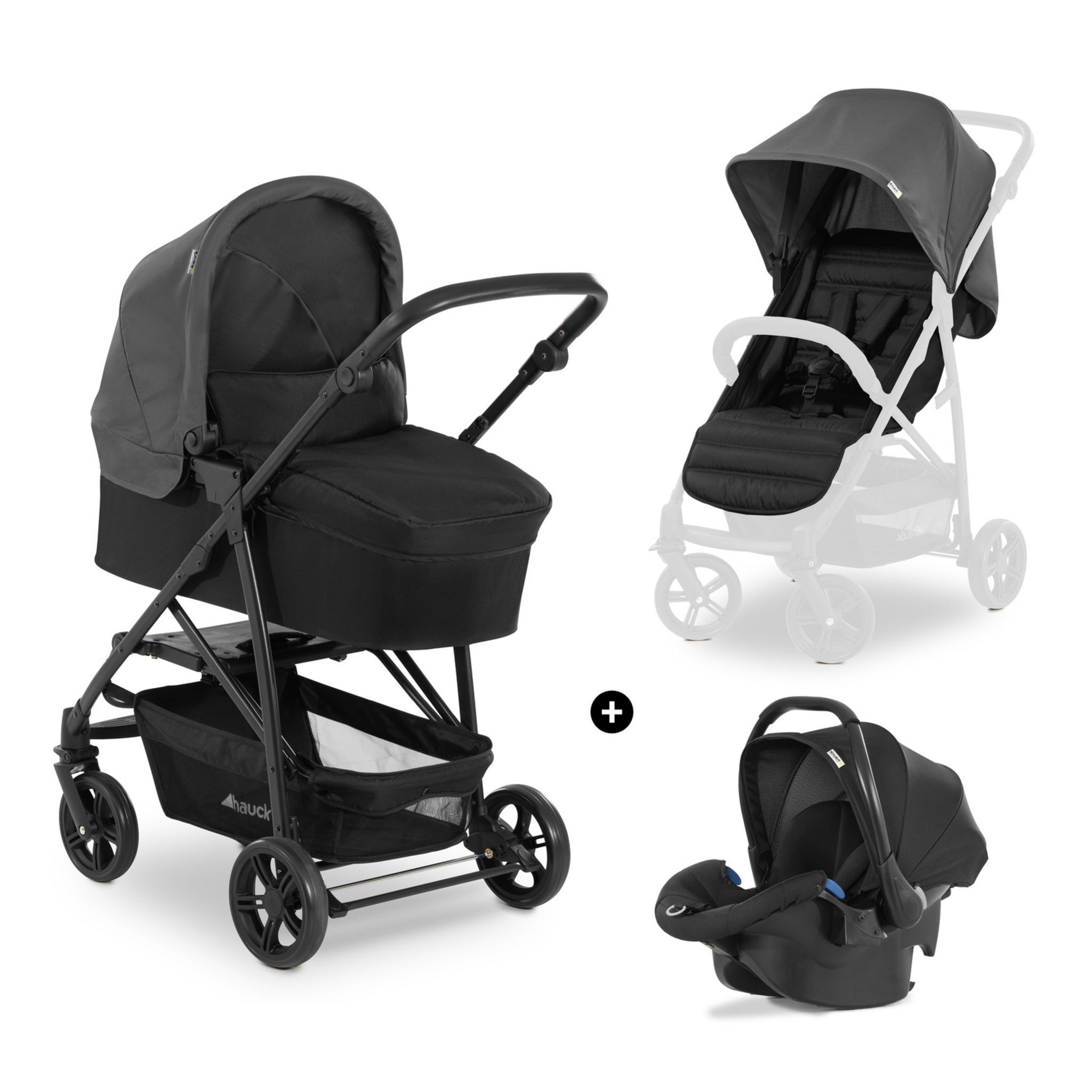 Hauck Rapid 3 Plus Trio Set Poussette Combinée 3 En 1 Jusqu'à 25 Kg Avec  Nacelle + Si