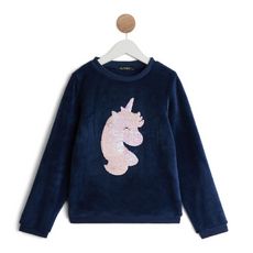 IN EXTENSO Sweat licorne à sequins reversibles fille (MARINE)