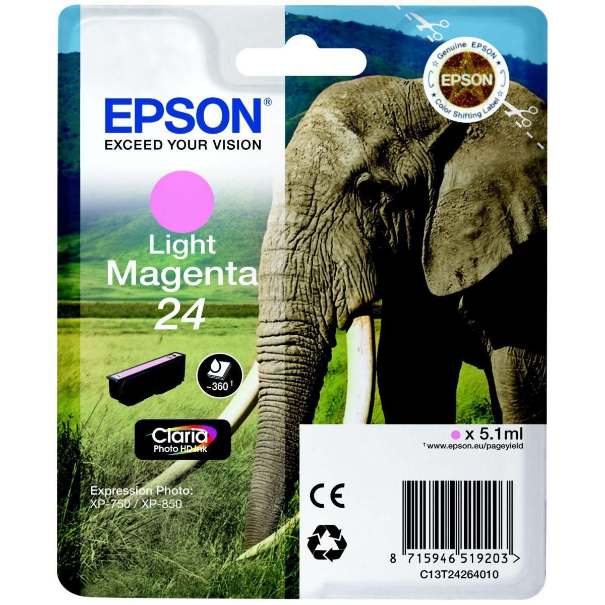 Epson Cartouche d'encre T2426 Magenta Clair Série Eléphant