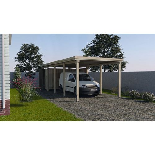Carport bois 617 T3 toit PVC imprégné autoclave