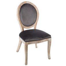 ATMOSPHERA Lot de 2 chaises médaillon en bois et assise effet velour LEONIE (Gris)